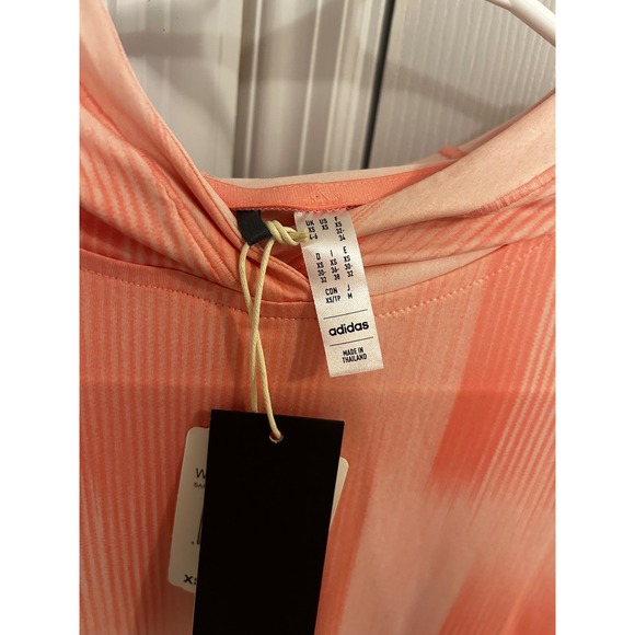Adidas Womens Long Sleeve Hooded Running Shirt Coral Orange Ombre XS NWT - Picture 3 of 4